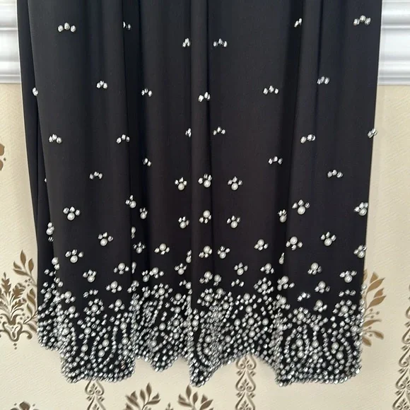 NWT MSK Sleeveless Beaded Black Shift Cocktail Dress M Evening Stretch - Picture 3 of 8